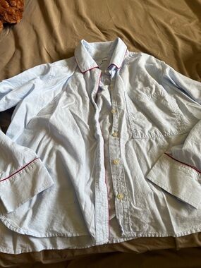 Free Assembly Light Blue Button-Up Shirt with Red Piping